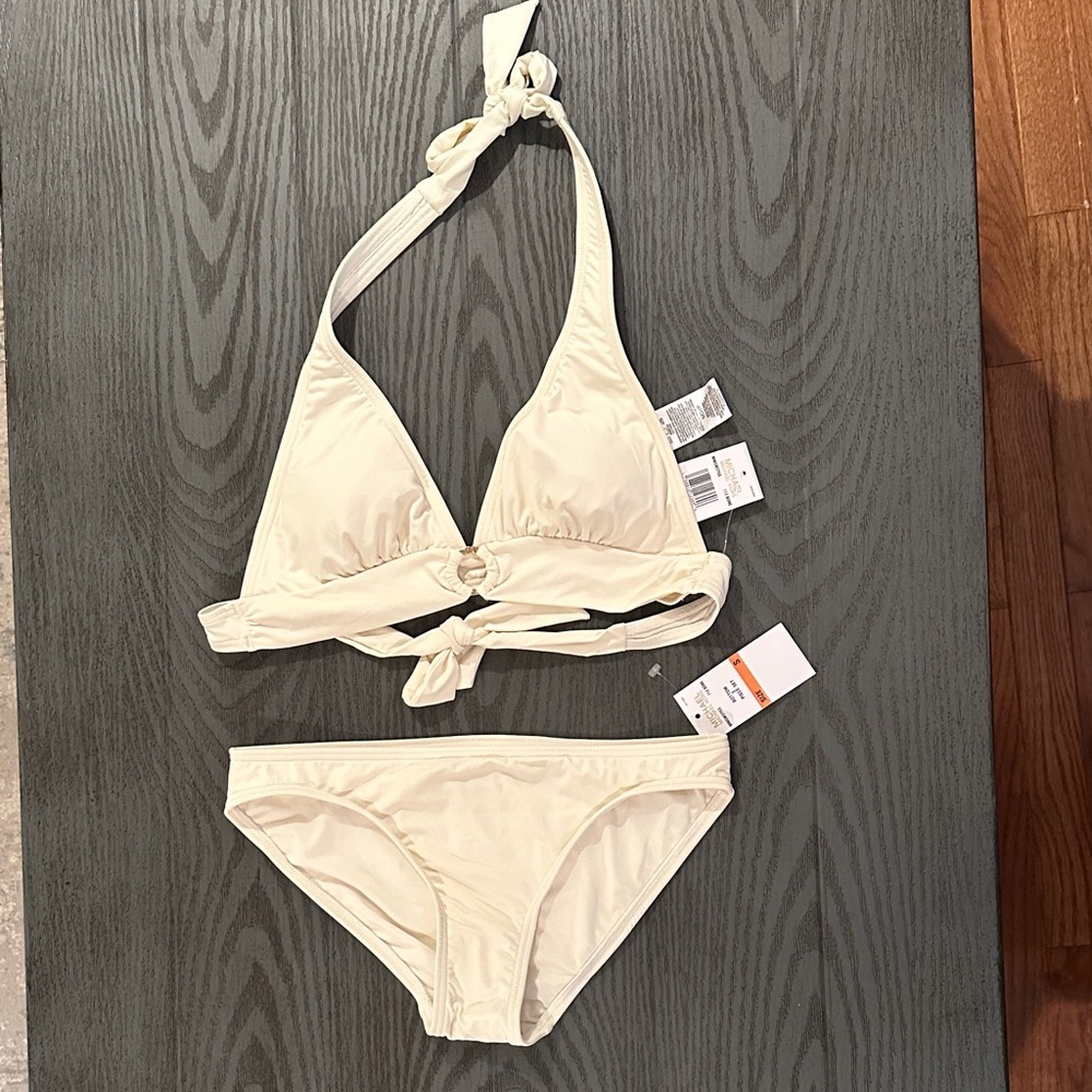 Cream Halter Bikini Set - Picture 2 of 10